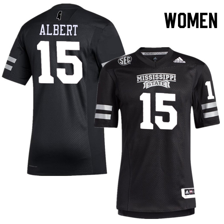 Women #15 Kobi Albert Mississippi State Bulldogs College Football Jerseys Stitched-Black